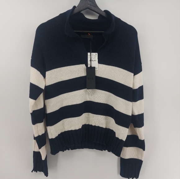 RTA distressed striped jumper sweater - Picture 4 of 12